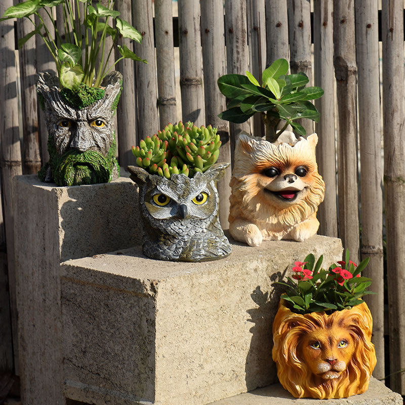 3D Animal Head Vase Cartoon Fi - Bonsai Garden Nursery ulasan dan harga