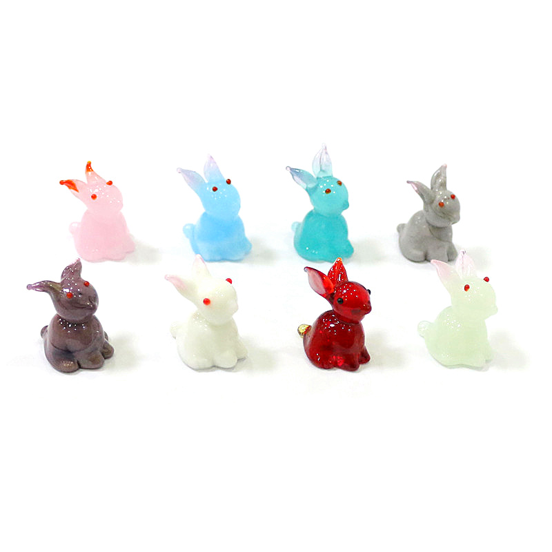 2pcs Mini Glass Bunny Figurine - Bonsai Garden Japan ulasan dan harga