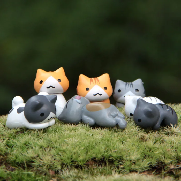 6Pcs/Set Cartoon Lucky pvc Cat - Bonsai Garden Japan ulasan dan harga